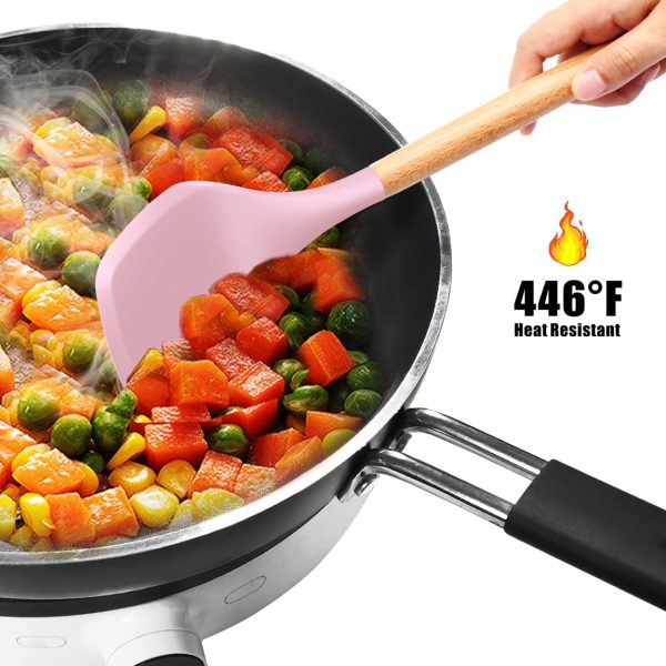 12 Pcs Silicone Cooking Utensils Kitchen Utensil Set | Heat Resistant Kitchen Non Toxic Spatula Set With Turner Tongs,spoon,brush,whisk-wooden Handle – Random Color